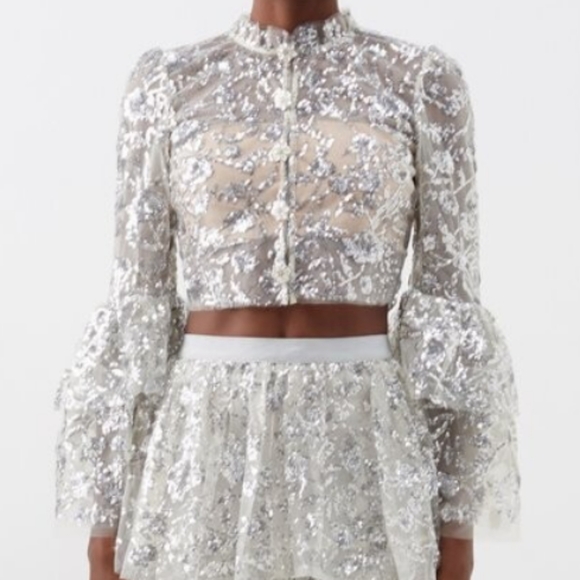 Self-Portrait Champagne Sequinned Top - Picture 5 of 9